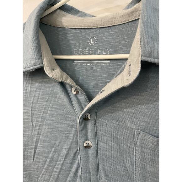 Free Fly Polo Shirt Mens Blue Stretch Short Sleeve Golf Pullover Bamboo Sz Large - Picture 3 of 5